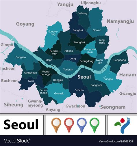 Map seoul south korea Royalty Free Vector Image