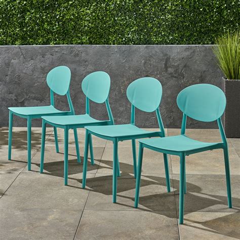 Landry Outdoor Plastic Chairs, Set of 4, Teal - Walmart.com - Walmart.com