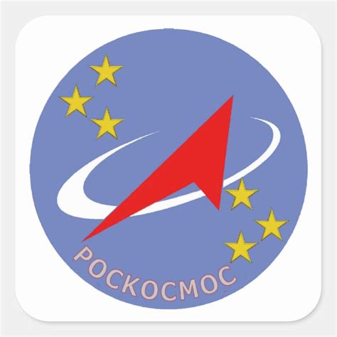 Roscosmos Flight Logo Round Square Sticker | Zazzle.com