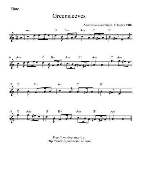 Greensleeves Easy Flute Solo | PDF