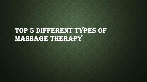 Top 5 Different Types of Massage Therapy by Raw Therapies - Issuu