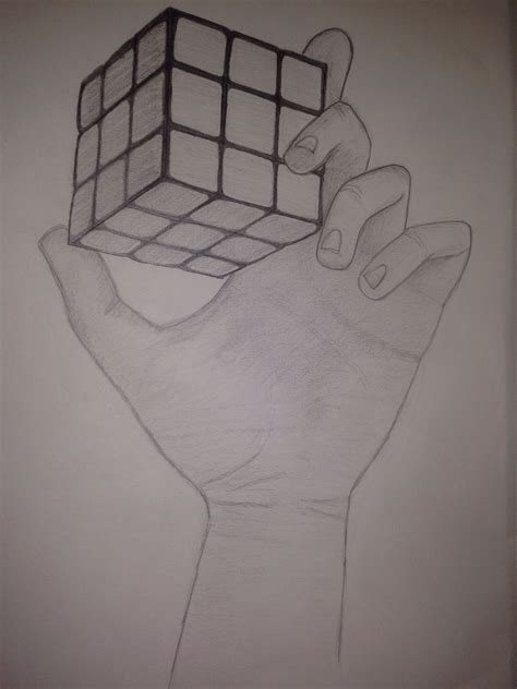 Pencil drawing of Rubik's cube | Pinturas em tela simples, Desenho escola, Desenhos