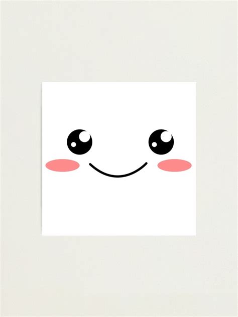 "Cute Kawaii Smiley Face - Japanese Style Face Emoji" Photographic Print by SnazzyStyles | Redbubble