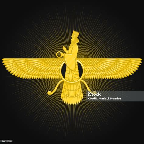 Golden Zoroastrianism Symbol Stock Illustration - Download Image Now - Ahura Mazda, Ancient ...