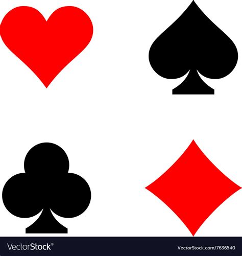 Playing card suits signs set four symbols Vector Image