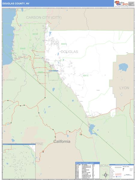 Douglas County, Nevada Zip Code Wall Map | Maps.com.com