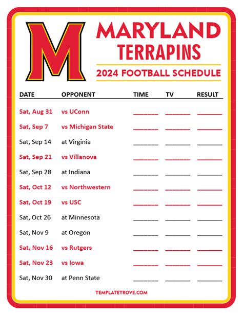 Printable 2024 Maryland Terrapins Football Schedule