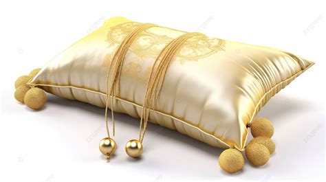 Luxurious Silk Royal Pillow Showcased In 3d Render With Elegant Golden ...