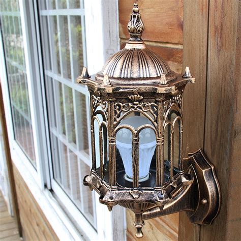 Outdoor Bronze Antique Exterior Wall Light Fixture Aluminum Glass ...