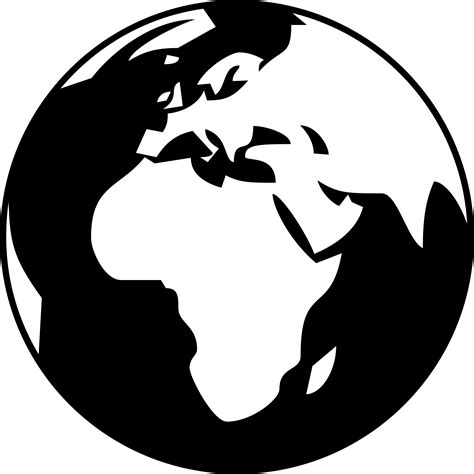 black and white globe - Clip Art Library