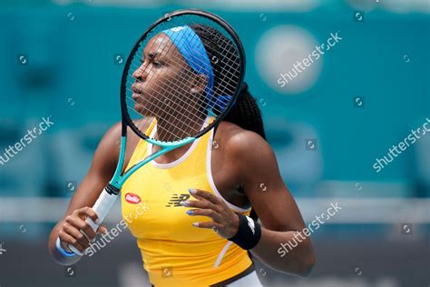 Coco Gauff Follows Through Her Swing Editorial Stock Photo - Stock ...