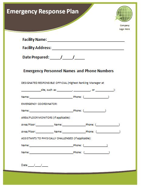 Emergency Response Plan Template - Microsoft Word Templates