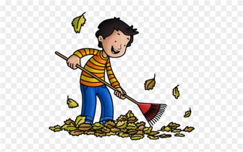 Download Janitor Clipart Sweeping Leave - Raking Leaves Cartoon - Png Download (#4159972 ...