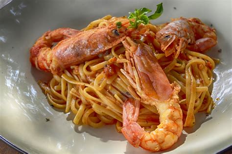 Plated Shrimp Pasta Free Stock Photo - Public Domain Pictures