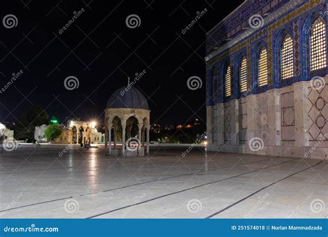 Courtyard of Masjid Al-Aqsa at Night Time. the Dome of the Rock Stock Photo - Image of jerusalem ...