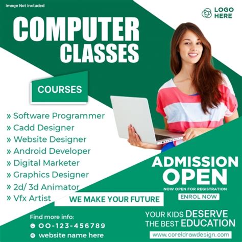 Download Computer Classes Admission Social Media Post Template Free ...