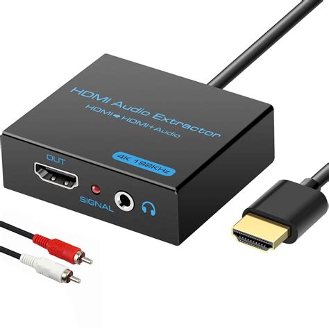 HDMI Audio Extractor Splitter 4K hdmi to hdmi 3.5mm Audio Adapter Converter with AUX(RCA L/R ...