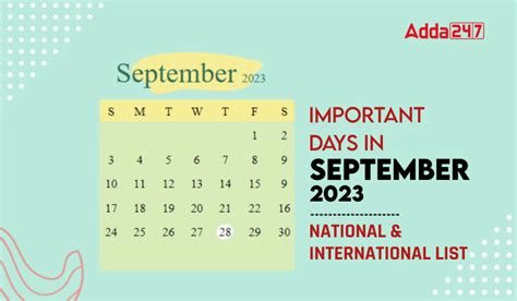 Important Days in September 2023, National and International List