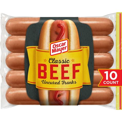 Oscar Mayer Classic Beef Uncured Franks Hot Dogs, 10 ct Pack - Walmart ...