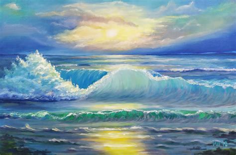 Ocean Coastal Beach Art Classical Oil Painting Realism Art - Etsy | Ocean waves art, Ocean wall ...