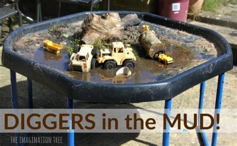 Diggers in the Mud Sensory Play Tray - The Imagination Tree | Sensory play, Imagination tree, Mud