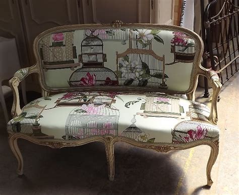 Bright Patterned Upholstery Fabric French Vintage Sofa | Flickr