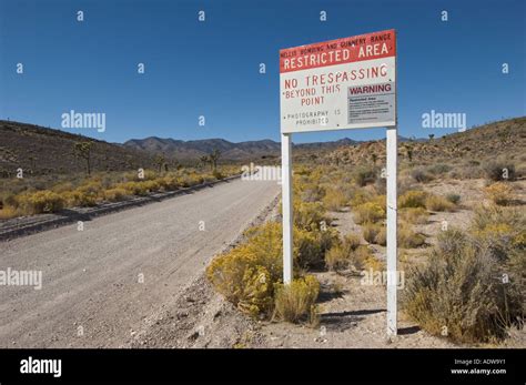 Nevada Extraterrestrial Highway Groom Lake Road entrance to Nellis Bombing and Gunnery Range ...