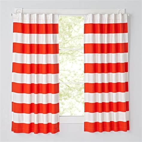 84'' Red and White Striped Curtain + Reviews | Crate and Barrel