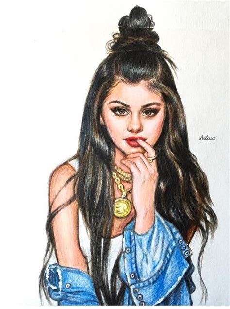 Pin by Carol on Art Fashion Illustrations | Celebrity drawings, Selena ...