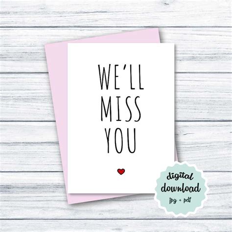 We'll Miss You Card DOWNLOAD Goodbye Card Retirement Card | Etsy