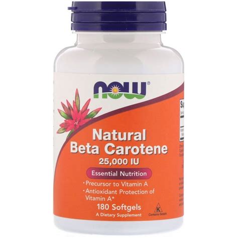 Now Foods, Natural Beta Carotene, 25,000 IU, 180 Softgels | By iHerb