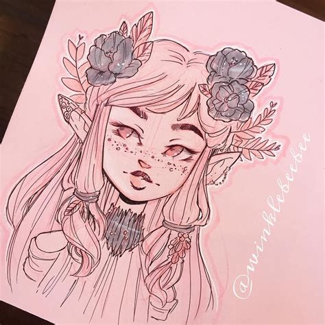 Girl with Flowers in Her Hair - Sketchbook Drawing
