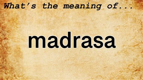 Madrasa Meaning : Definition of Madrasa - YouTube