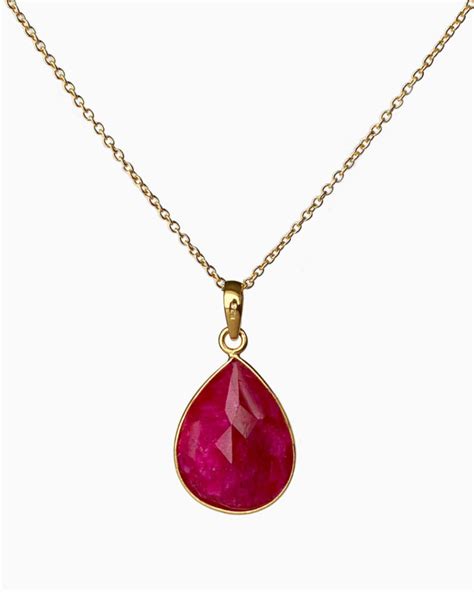 Large Ruby Pendant Necklace - Veda Jewelry
