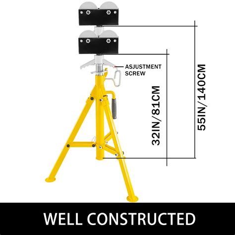 VEVOR 0.5-12 inch Roller Pipe Stand Adjustable Height 32"-55" Pipe ...