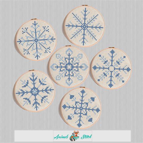 Small Christmas Snowflakes cross stitch pattern modern | Etsy