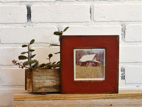 4x4 Reclaimed Wood Picture Frame with Super Vintage Brick Red Finish ...