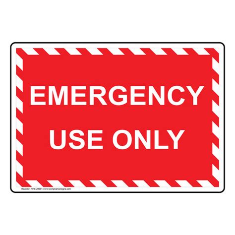 Red Emergency Use Only Label or Sign - US Made