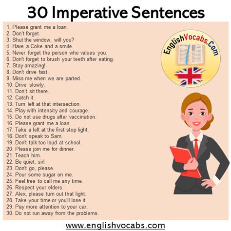 30 Imperative Sentences, Examples of Imperatives - English Vocabs