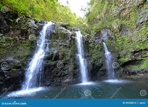 Tropical Island Waterfalls stock photo. Image of splash - 59428812