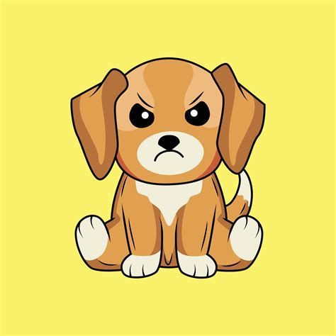 Cute angry Dog Cartoon Sticker vector Illustration 22795474 Vector Art ...