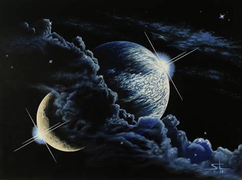 Earth/Moon Fantasy Painting by Sam Loveless - Pixels