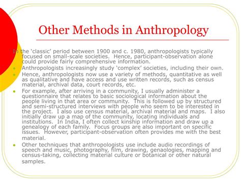 PPT - Anthropology and its Methods: Fieldwork PowerPoint Presentation ...