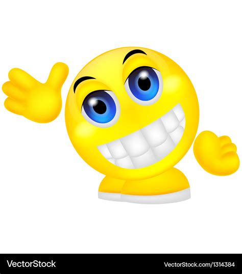 Smiley emoticon waving hand Royalty Free Vector Image