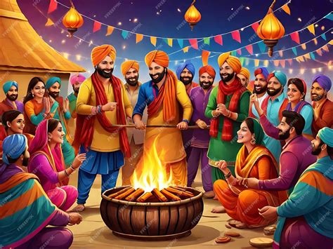 Premium AI Image | Lohri Festival in Punjab Vector Illustration