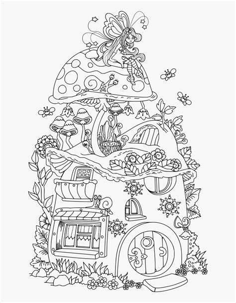 Cute Fairy House Coloring Page - Fairy And Mushroom House Coloring ...