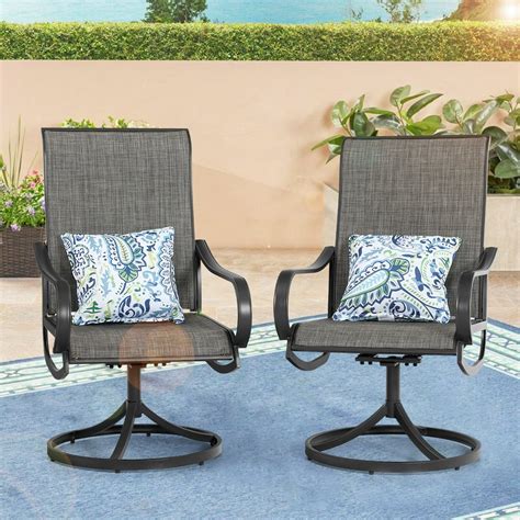 MF Studio 2 Pieces Patio Metal Dining Swivel Chairs Bistro Backyard Rocker Chairs Weather ...