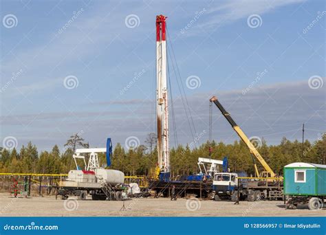 Oil field in Siberia. stock image. Image of steel, technology - 128566957