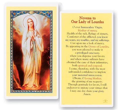 Novena To Our Lady of Lourdes Laminated Prayer Cards 25 Pack