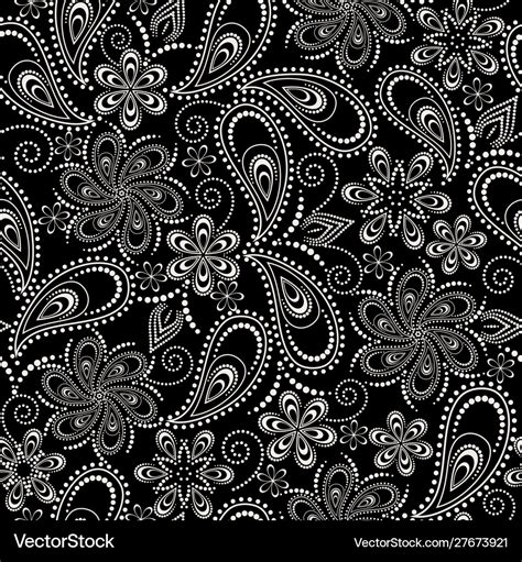 Seamless black and white floral paisley pattern Vector Image